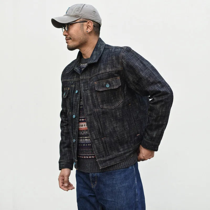 Chaqueta de mezclilla para hombre Sauce Zhan, 20 oz, mezclilla orillada de alto gramaje, hilo flameado, teñido doble, edición Año de la Serpiente, corte holgado