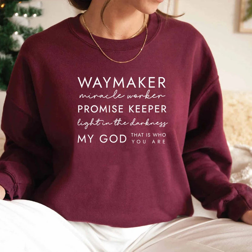 Chrześcijańska bluza Waymaker odzież religijne prezenty damska bluza z okrągłym dekoltem bluza z kapturem z motywem wiary sweter z wersetem biblijnym chrześcijański top