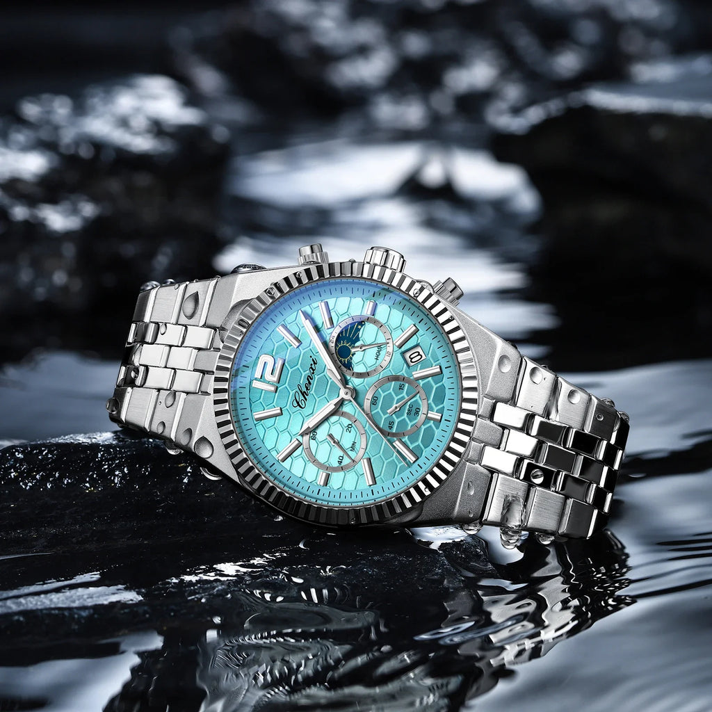 Reloj de cuarzo para hombre CHENXI de estilo ejecutivo con correa de acero inoxidable