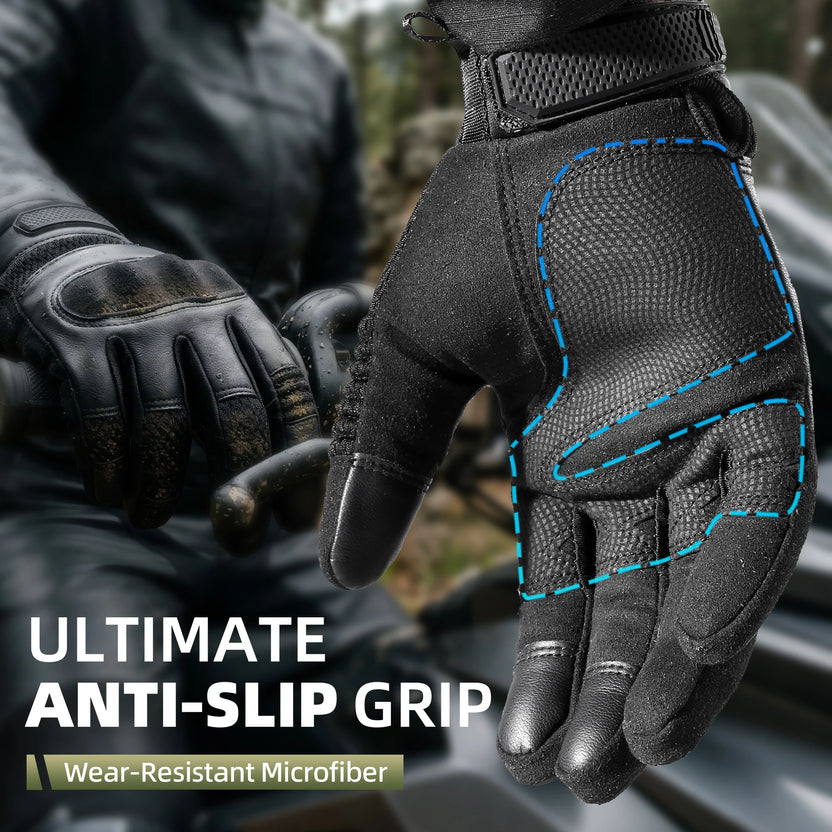 Guantes tácticos de dedos completos de piel sintética para airsoft, combate, paintball, trabajo, ciclismo, pantalla táctil, antideslizantes, equipo de protección para hombre