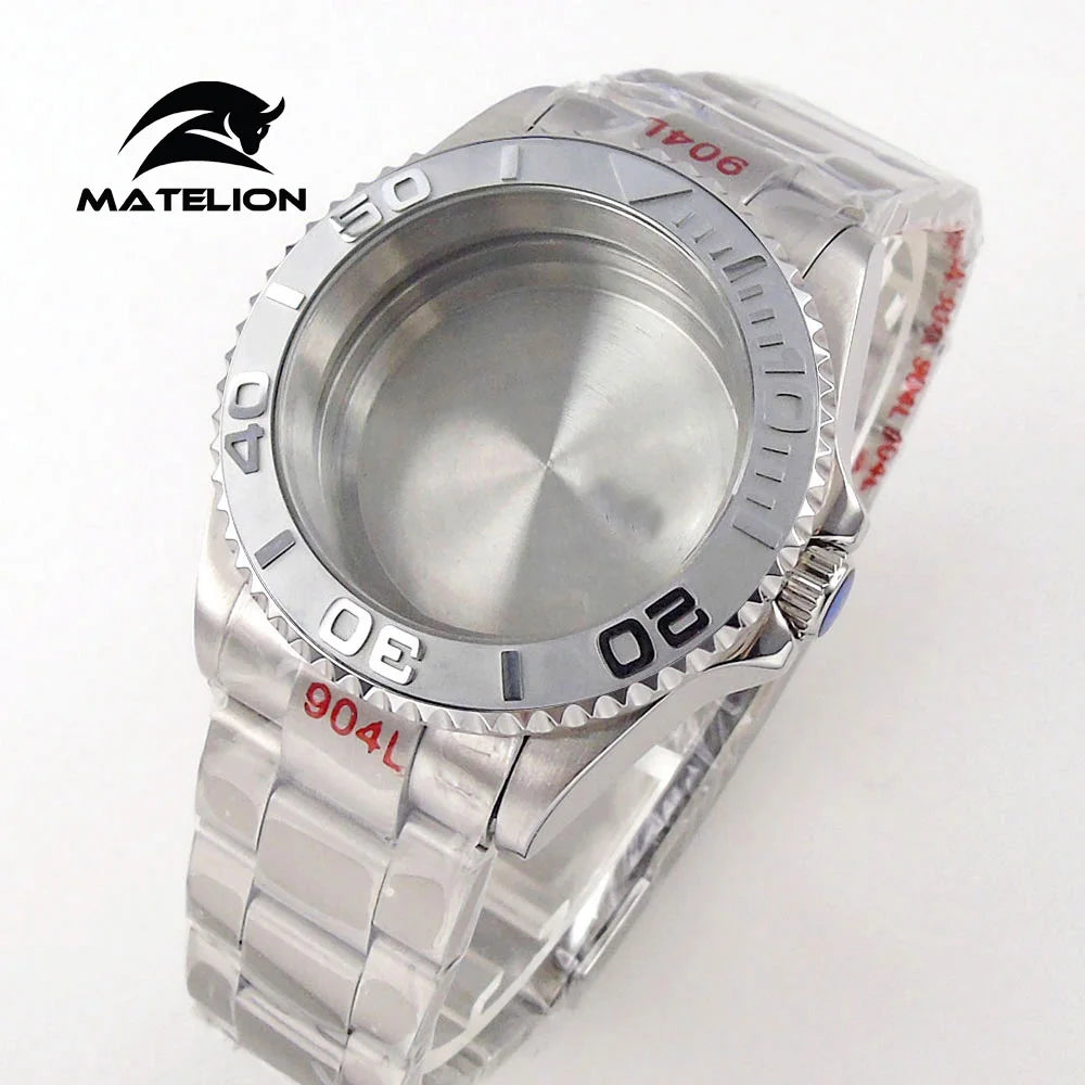 Koperta do zegarka Matelion 20ATM Dive 40mm SUB, pasuje do mechanizmów NH35, NH34 GMT, ETA 2824, PT5000, stalowa bransoleta, szafirowe szkło, 120 kliknięć, przesuwane zapięcie