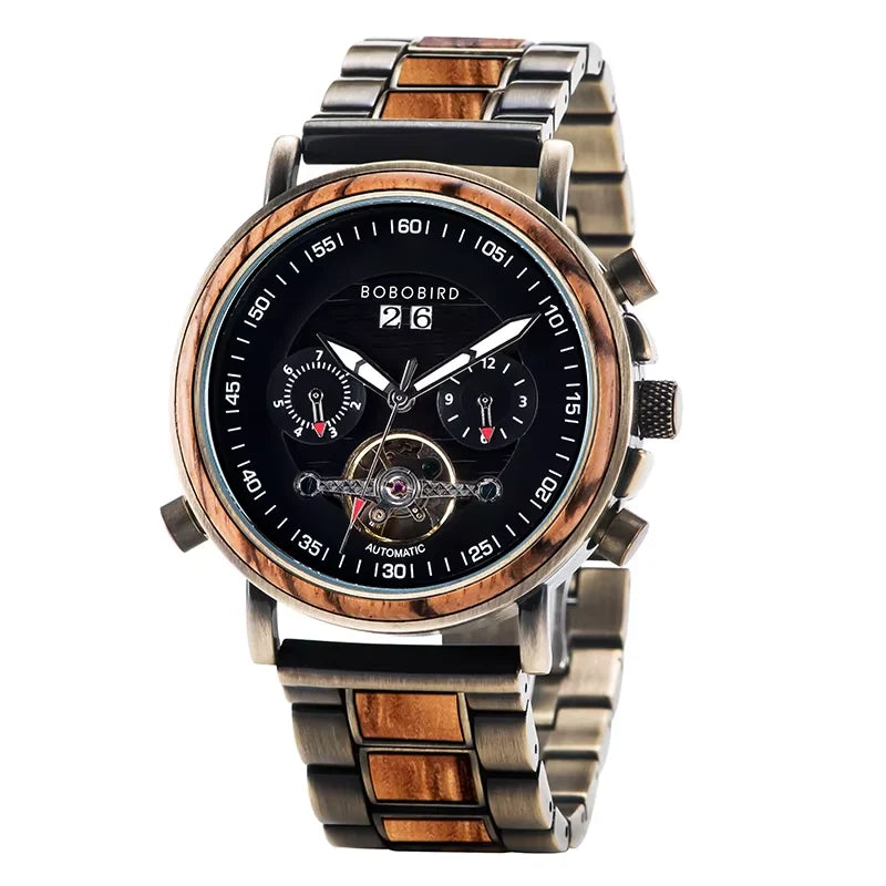 Mechanical Watch Men BOBO BIRD Wooden Automatic Wristwatch Man Fashion Business Auto Date Clock Waterproof Механические часы
