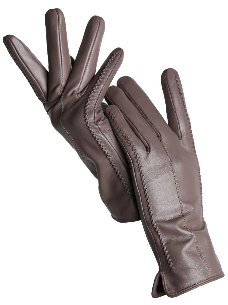 Damen-Lammfellhandschuhe Winter Warm mit Plüschfutter