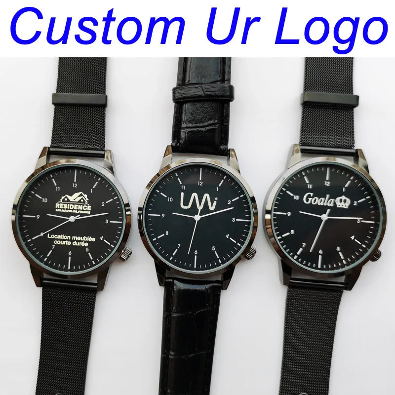 Grabado personalizado gratuito con su nombre, logotipo o texto. Reloj de pulsera para hombre y mujer, resistente al agua 3 ATM, reloj personalizado.