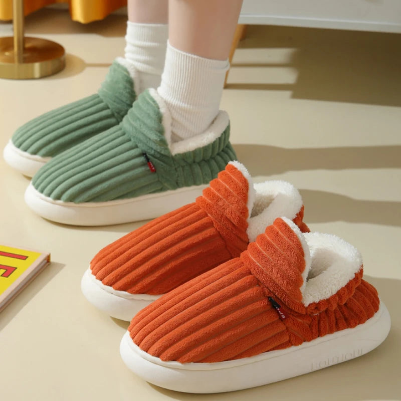 Evshine Soft Sole Slippers for Women Winter Fashion Women Fur Slippers Fuzzy Plush Men Slippers Warm Furry Women Cotton Shoes