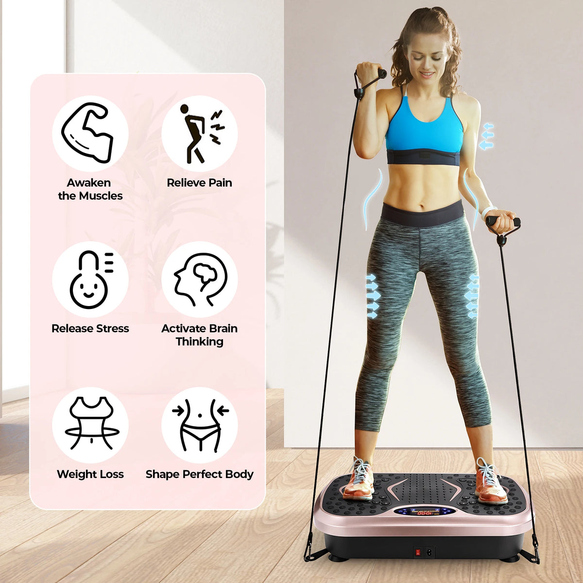 Máquina de ejercicios con plataforma vibratoria, plataforma vibratoria para drenaje linfático, plataforma de fitness para entrenamiento de cuerpo completo