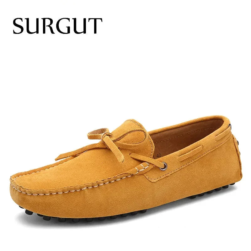Mocasines de conducción para hombre SURGUT, calzado náutico de piel auténtica, zapatos planos informales transpirables, novedad de moda primavera-verano