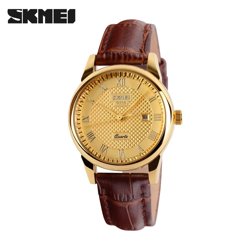 Reloj SKMEI 9058 de cuarzo con correa de cuero para hombre y mujer