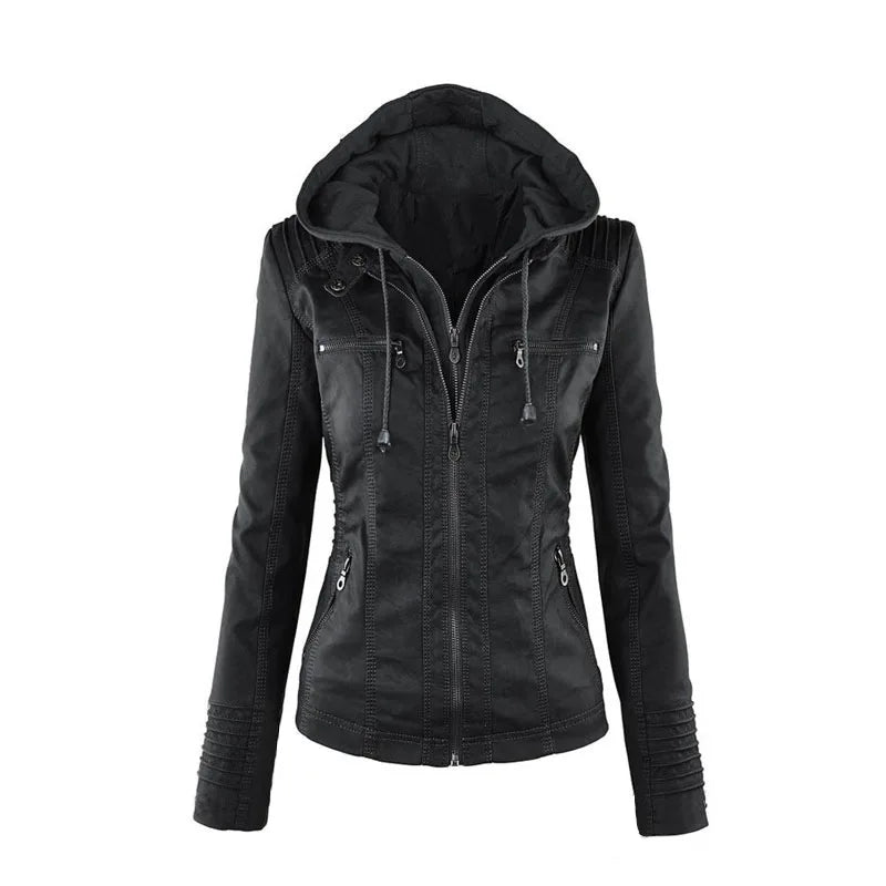 Faux Leather Jacket Women 2026 Basic Jacket Coat Female Winter Motorcycle Jacket PU Leather Zipper Hoodies Outerwear Chaqueta