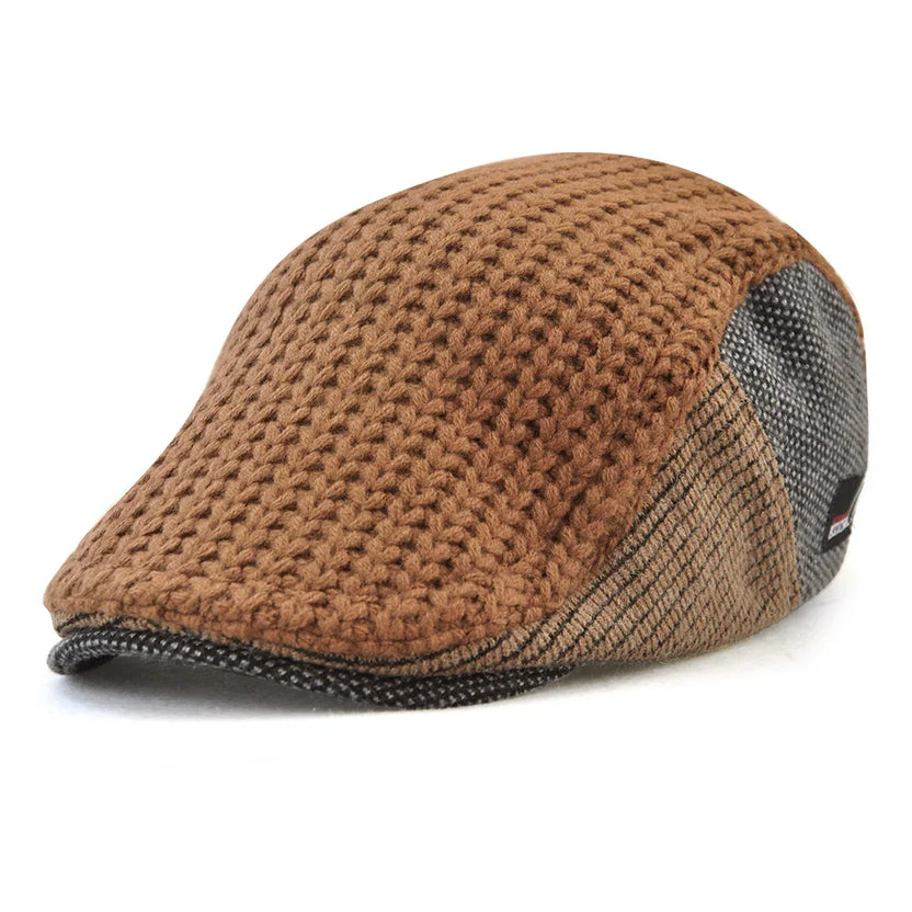 Gorro tipo boina de lana tejida TOHUIYAN para hombre, estilo retro Gatsby, gorro cálido de invierno, boina masculina, gorra de golf, gorra tipo visera, gorra plana Ivy