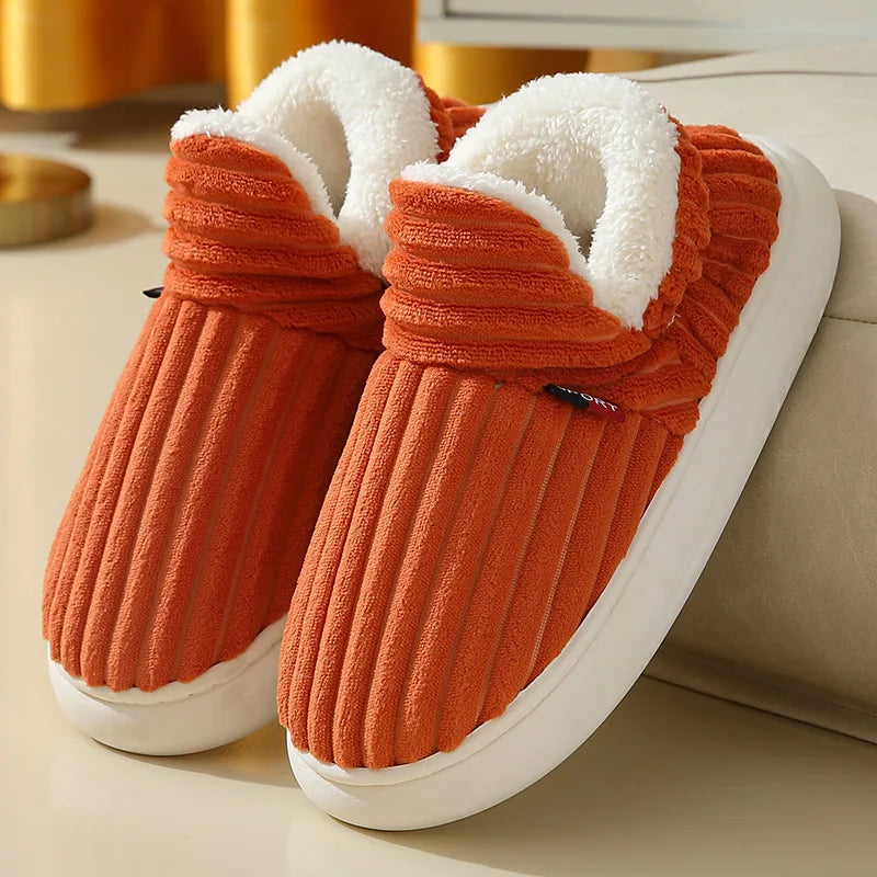 Evshine Soft Sole Slippers for Women Winter Fashion Women Fur Slippers Fuzzy Plush Men Slippers Warm Furry Women Cotton Shoes