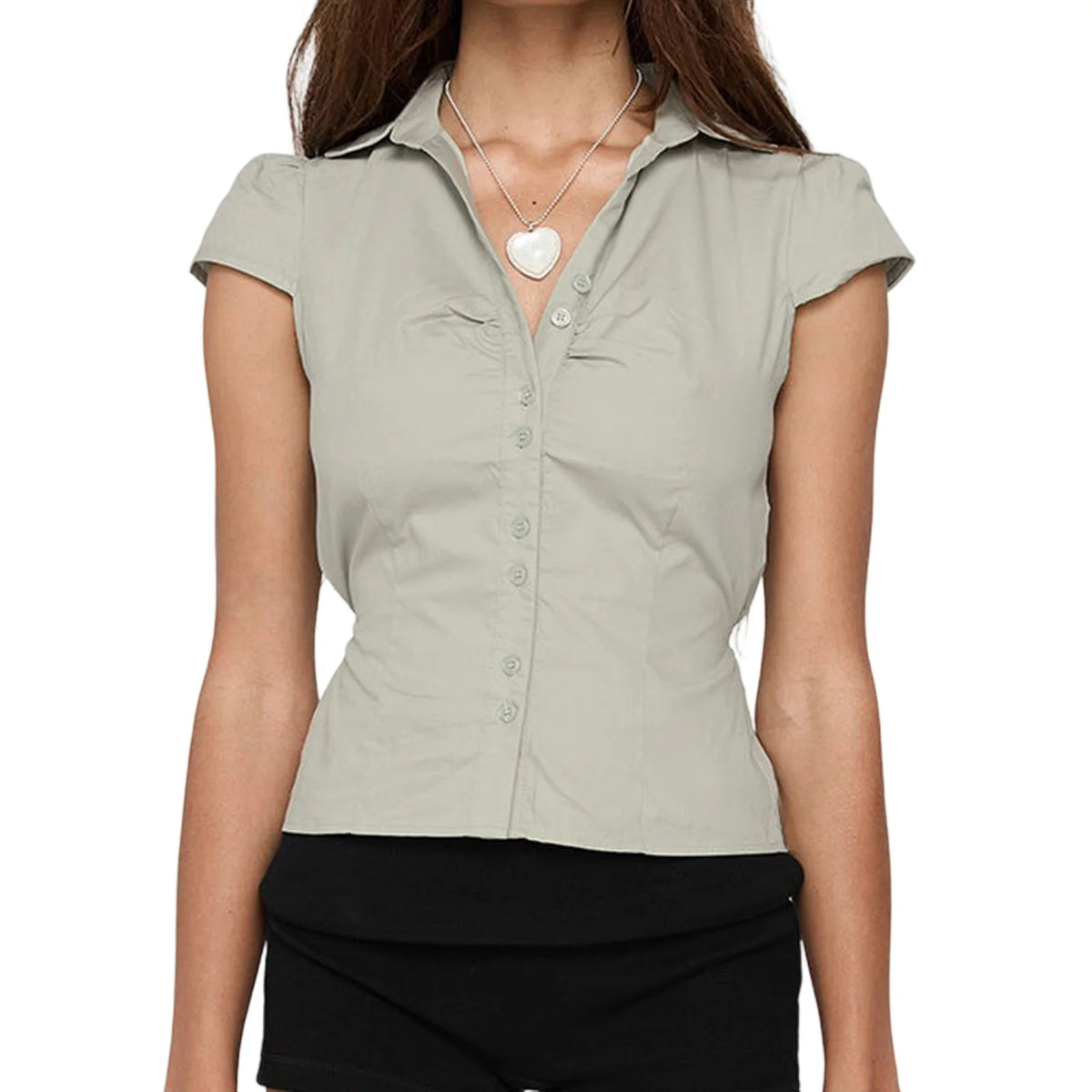 Chemise femme cintrée blanche en coton et polyester