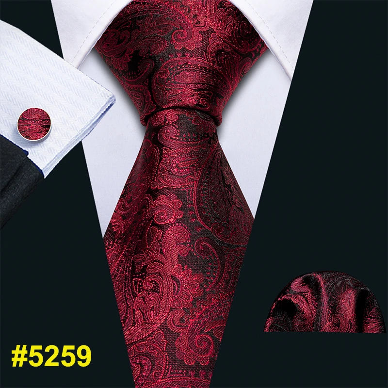 Nuevo conjunto de corbata y pañuelo de seda a cuadros rojos para hombre, corbatas de diseñador de moda Barry.Wang de 8.5 cm para fiesta, dropshipping FA-5151