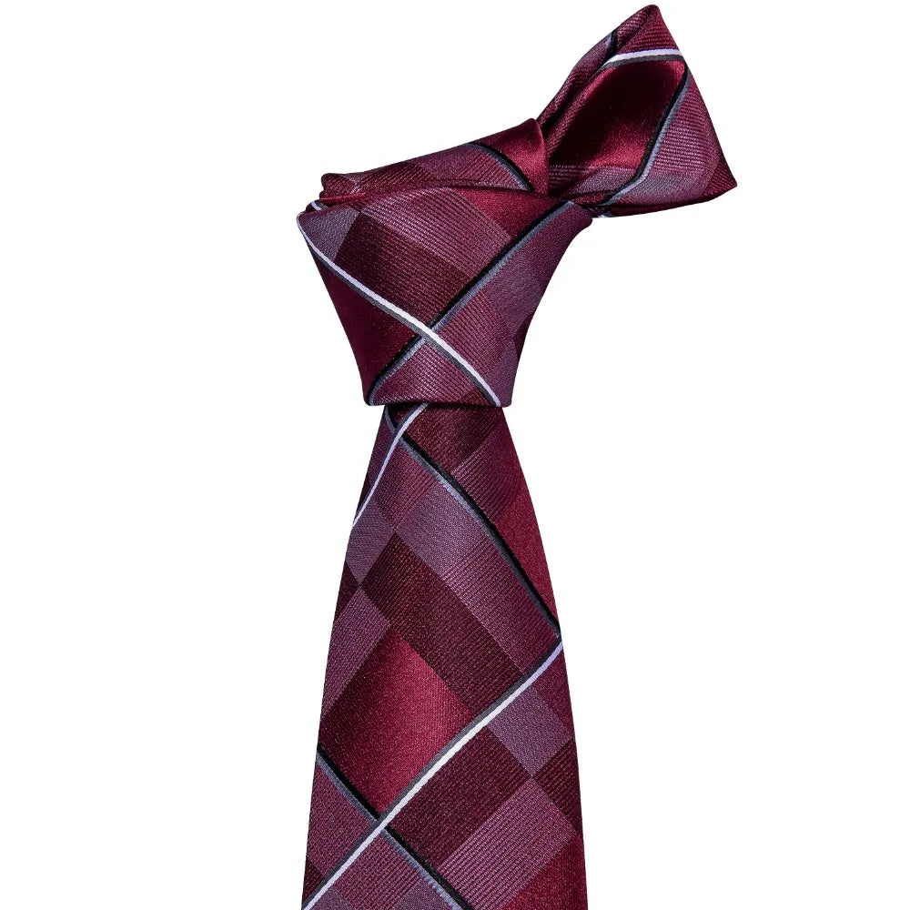 Nuevo conjunto de corbata y pañuelo de seda a cuadros rojos para hombre, corbatas de diseñador de moda Barry.Wang de 8.5 cm para fiesta, dropshipping FA-5151