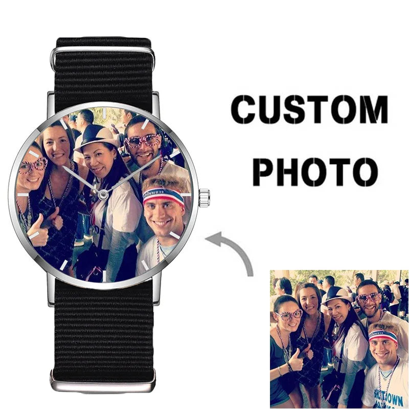 D-0000 Custom Your Design Photo Blank Watches Face Company Brand Name Engraved on Back Case and Buckle Watch