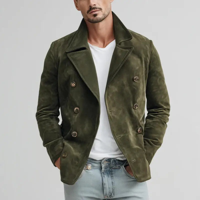 2026 Spring Autumn Fashion Vintage Jackets Men Solid Casual Turn Down Collar Retro Outwear Coats Male Daily Loose Blazer Jacket