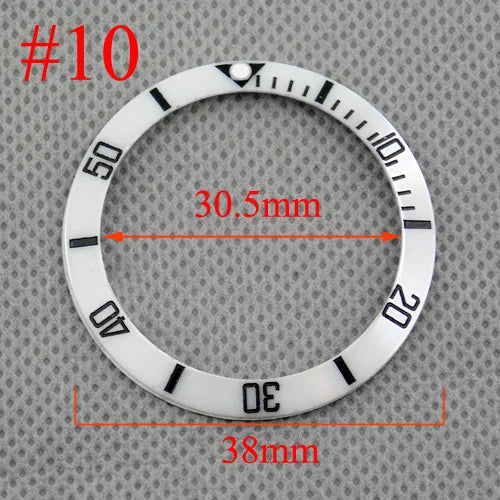 Inserto de bisel de cerámica negro, azul, blanco y verde de 38 mm para reloj automático para hombre Submariner de 40 mm