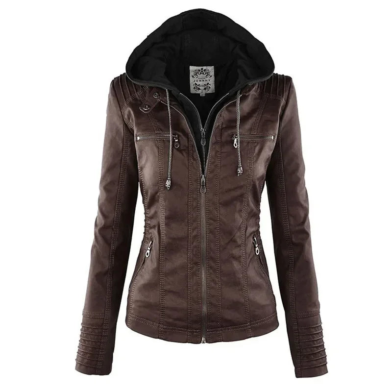 Faux Leather Jacket Women 2026 Basic Jacket Coat Female Winter Motorcycle Jacket PU Leather Zipper Hoodies Outerwear Chaqueta