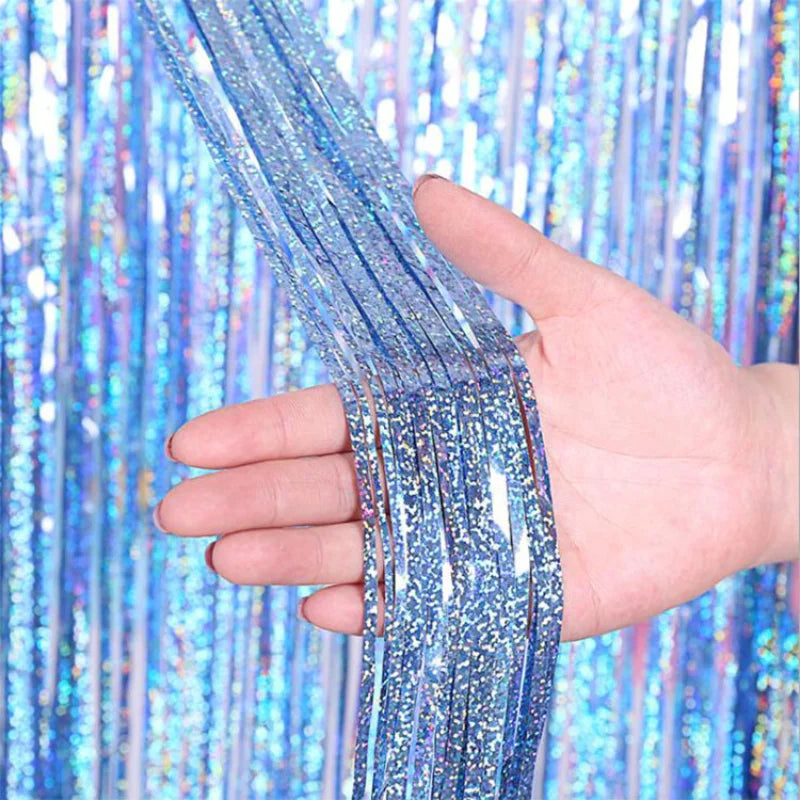 1PC 78.74 inch Party Backdrop Curtains Glitter  Tinsel Fringe Foil Curtain Birthday Wedding Decoration Adult Anniversary Decor