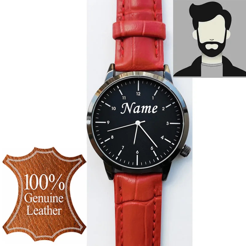 Grabado personalizado gratuito con su nombre, logotipo o texto. Reloj de pulsera para hombre y mujer, resistente al agua 3 ATM, reloj personalizado.