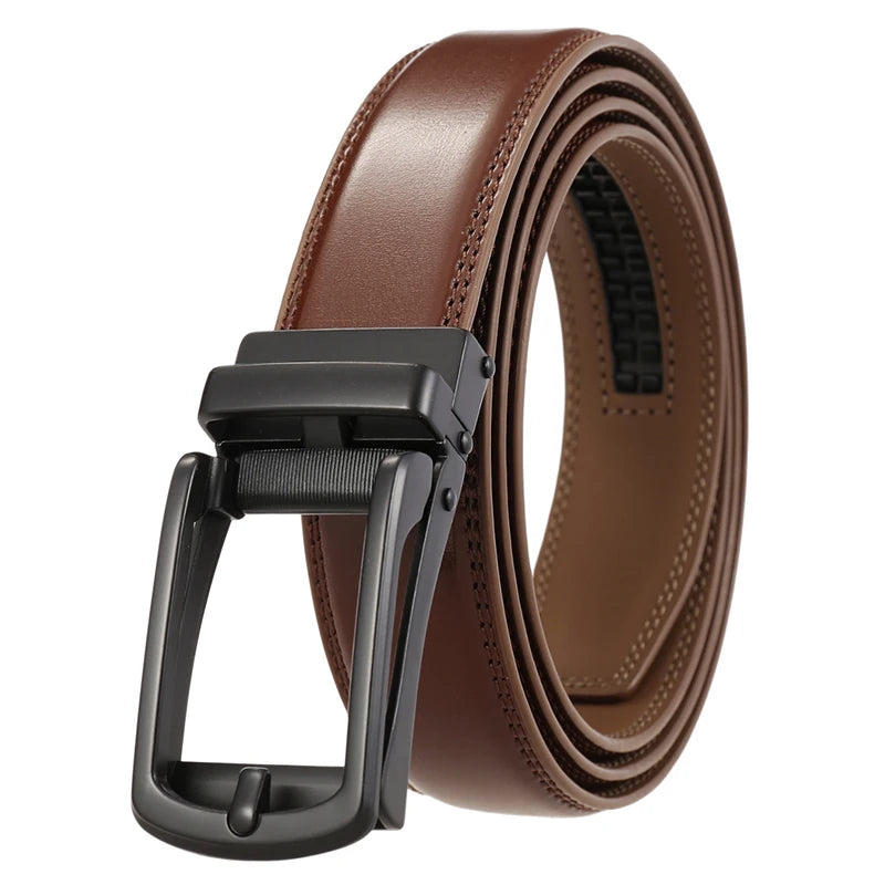 Cinturón de piel auténtica para hombre 2022, hebilla automática de aleación dura, cinturón de negocios de piel de vaca natural de 31 mm, fajín sin agujeros para traje masculino