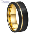 TCarbide 8MM Offset Grooved Brushed Tungsten Wedding Band Men Women Rings Fashion Jewelry Excellent Quality Full Sizes in Stock