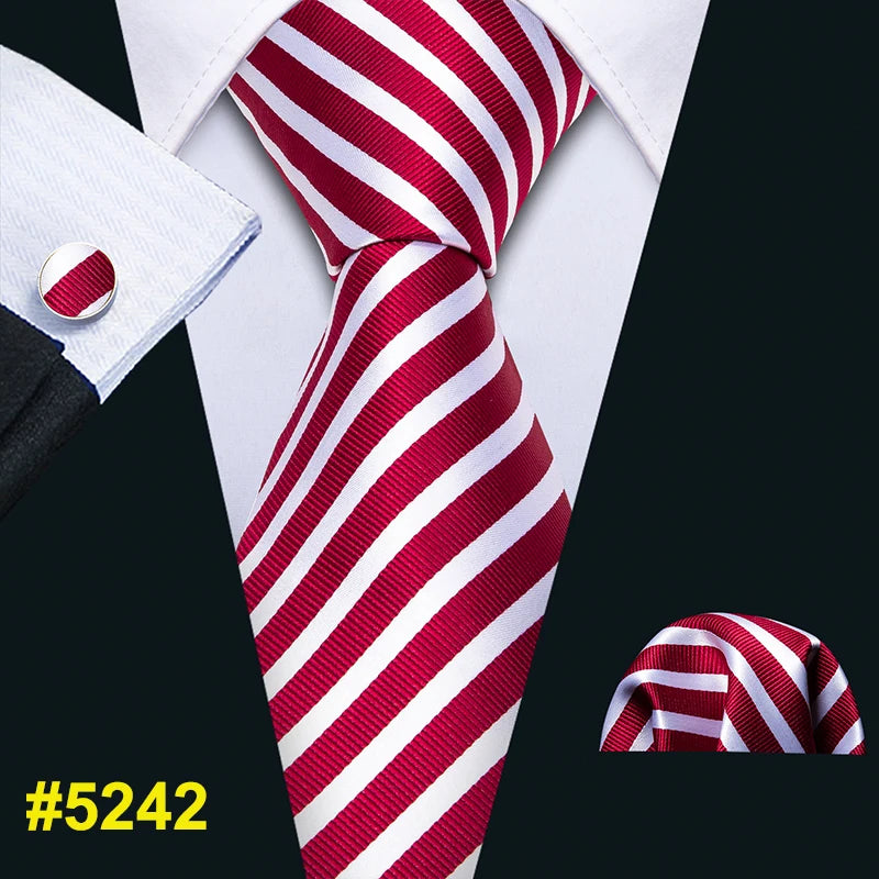 Nuevo conjunto de corbata y pañuelo de seda a cuadros rojos para hombre, corbatas de diseñador de moda Barry.Wang de 8.5 cm para fiesta, dropshipping FA-5151
