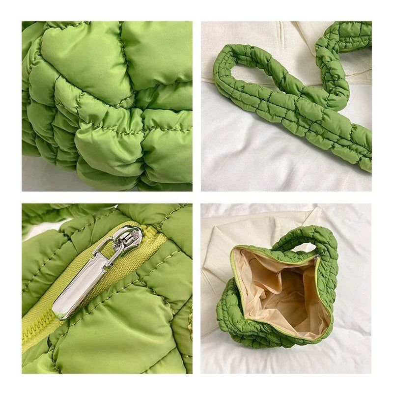 Bolso tipo nube grande y pequeño, de hombro, suave y plisado de poliuretano, diseño de dumpling para mujer