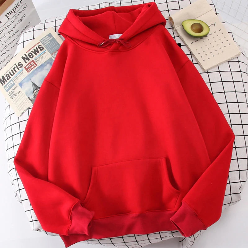 Autumn Casual Women's Solid Hoodie Comfortable Strecth Sweatshirts Loose Pocket Warm Clothes Fashion Street Female Pullovers