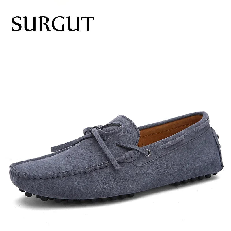 Mocasines de conducción para hombre SURGUT, calzado náutico de piel auténtica, zapatos planos informales transpirables, novedad de moda primavera-verano