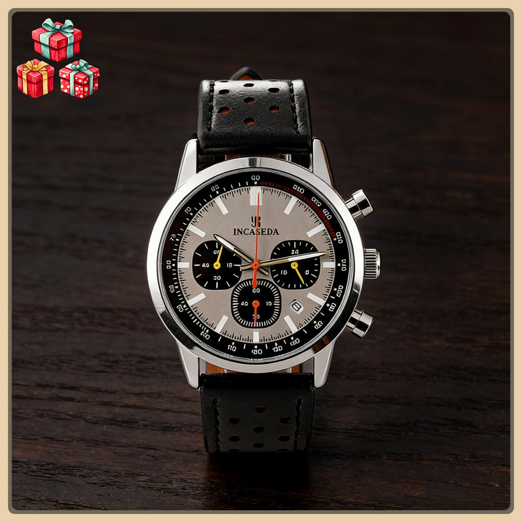 Reloj de cuarzo multifuncional luminoso, deportivo, impermeable y con cronógrafo, de cuero