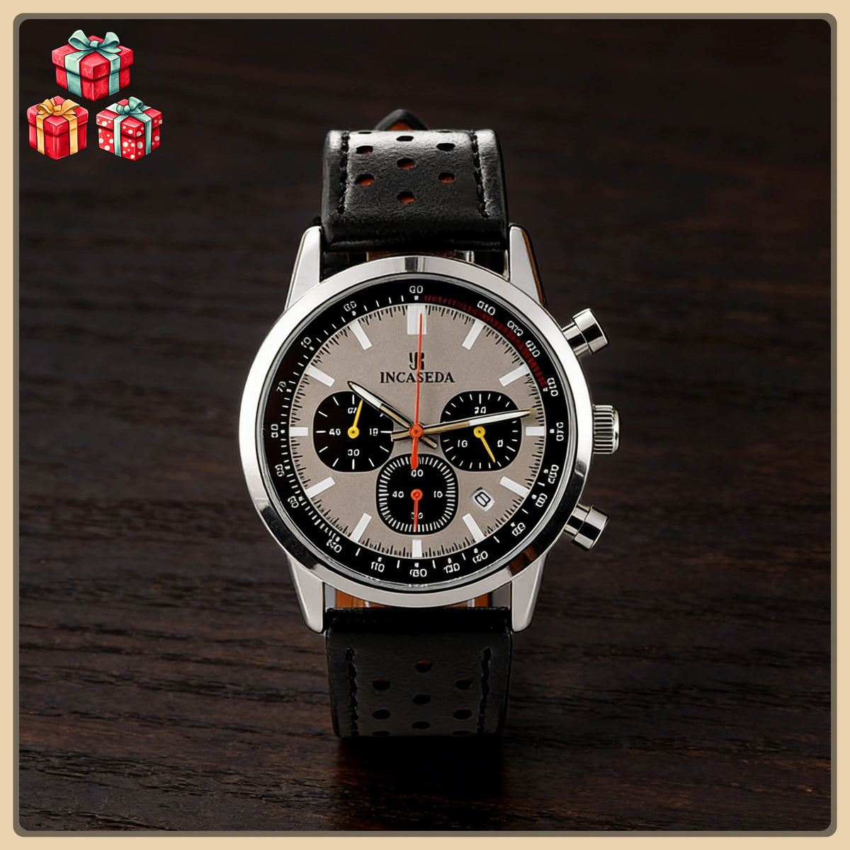 Multifunctional Luminous  Watch Quartz Leather Waterproof Sports Chronograph