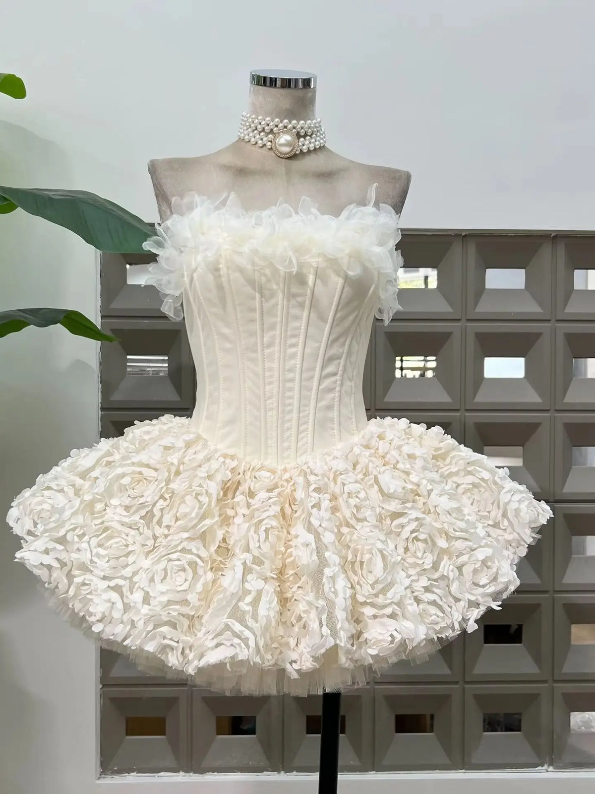 Sexy Strapless Floral Ruffles a Line Mini Dresses for Women Elegant Sleeveless Backless Slim Gowns Party Birthday Cocktail Dress