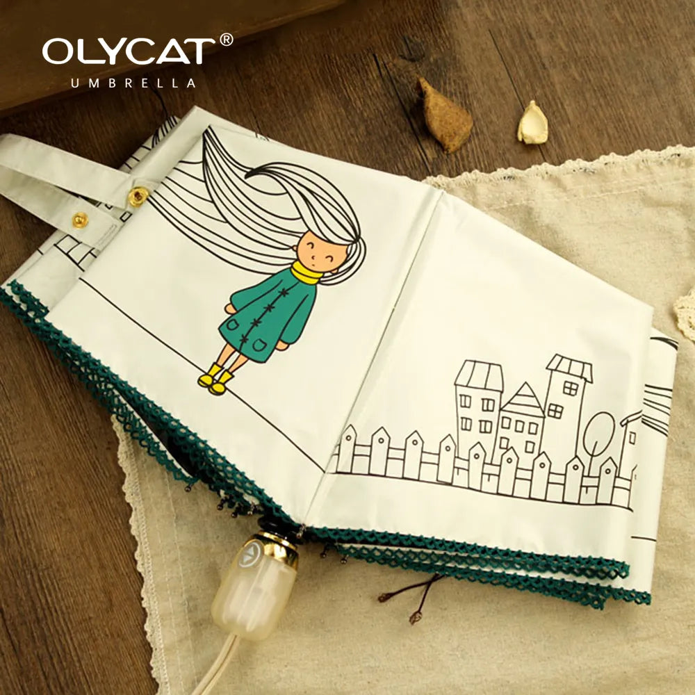 OLYCAT Automatic UV Umbrella Rain Waterproof, 8K Windproof Sun Umbrellas UV Protection, Folding Parasol Umbrella Woman