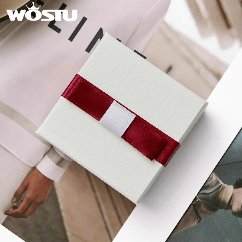 WOSTU Genuine 100% 925 Sterling Silver Simple Geometric Round Single Stackable Finger Rings for Women Engagement Jewelry CQR066