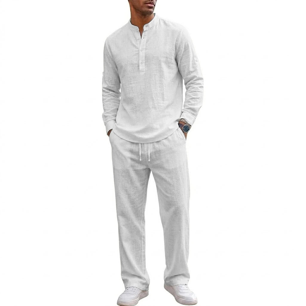 2 Piece Outfit Long Sleeve Lightweight Shirt Sets Spirng Solid Color