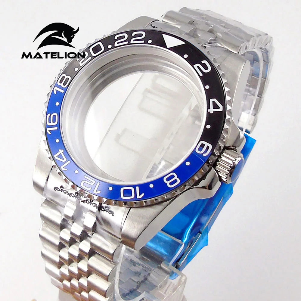 Koperta do zegarka Matelion 200M do nurkowania 40mm, pasuje do mechanizmów NH35 NH36 NH34 GMT ETA 2824 PT5000, bransoleta typu Jubilee, szkło szafirowe, zapięcie przesuwne