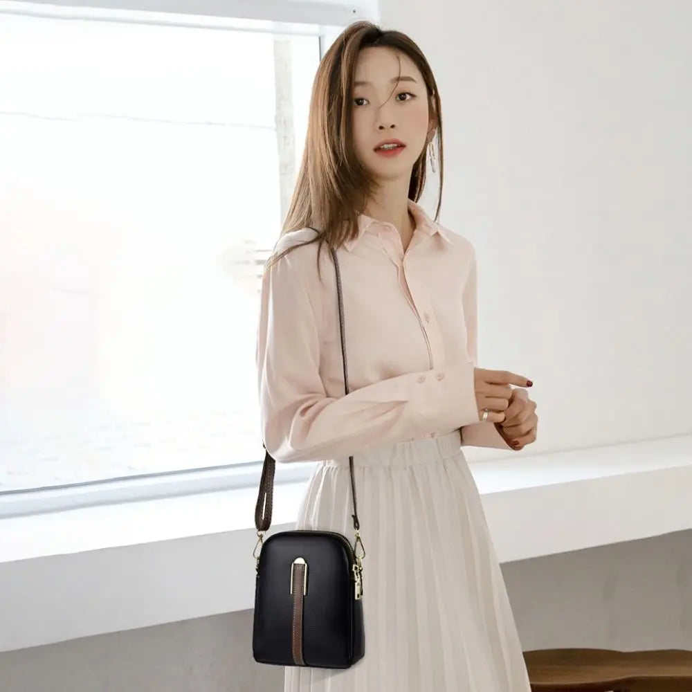 Retro Mini Women's PU Leather Crossbody Shoulder Bag with Zipper