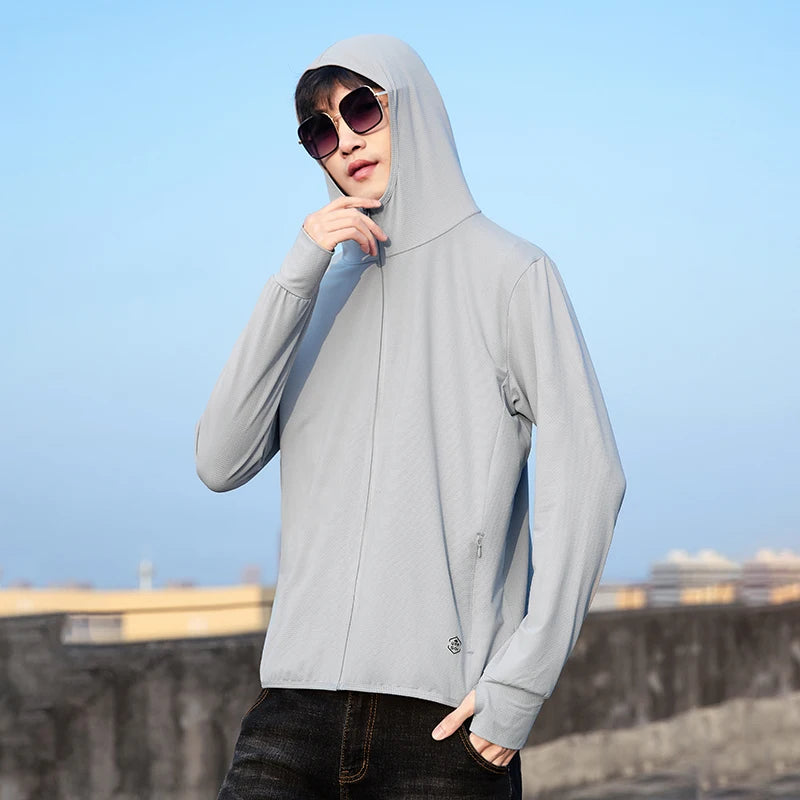 YJKVUR Sudadera con capucha unisex de verano con protección solar UV UPF 50+, chaqueta ligera de manga larga para hombre y mujer, para senderismo y actividades al aire libre
