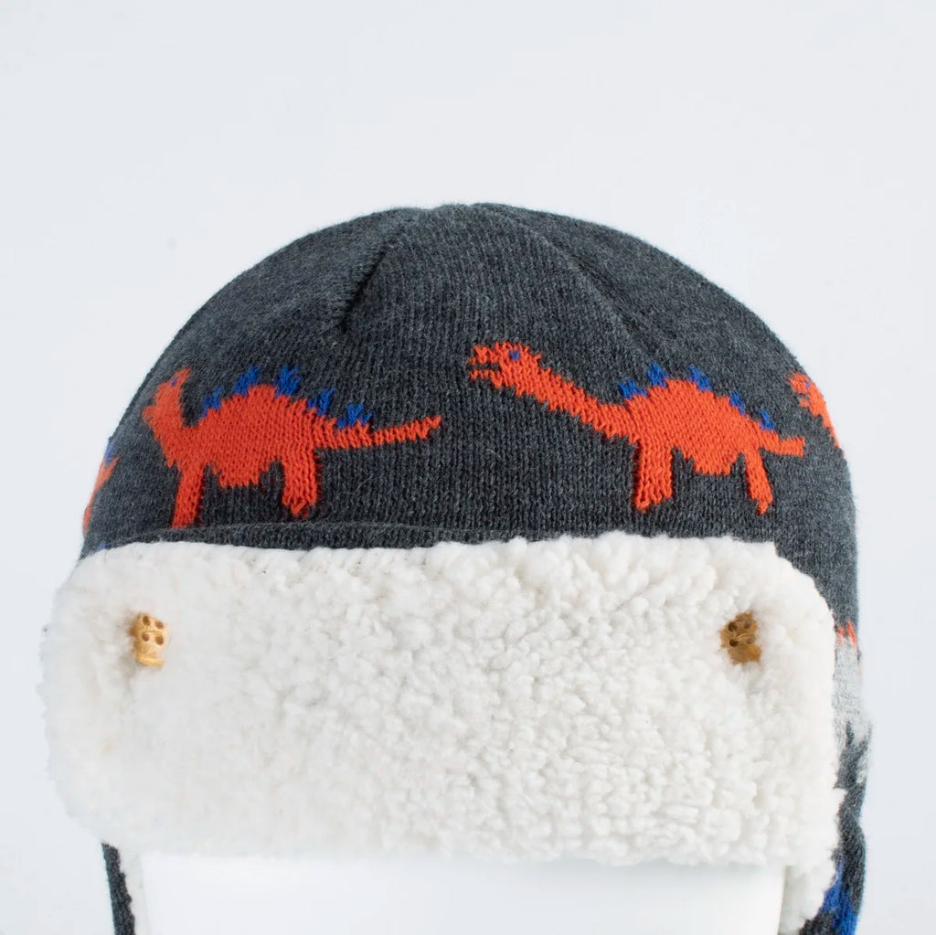 Connectyle  Baby Boys Girls Winter Skull Hat Cute Cartoon Dinosaur Cotton Fleece Lined Windproof Earflap Warm Outdoor Daily Hat