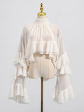 Blusa holgada y transparente de algodón y poliéster para mujer de TWOTWINSTYLE