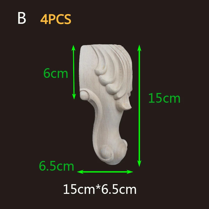 2-4pcs Wood Furniture Legs Sofa Couch Chair Ottoman Loveseat Coffee Table Cabinet Feet Bun Foot Wood Bend Appliques Onlays