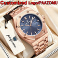 Customized Watch PAAZOMU Business Man Wristwatch Waterproof Luminous Date Men Watch Stainless Steel Quartz Watches for Men Reloj