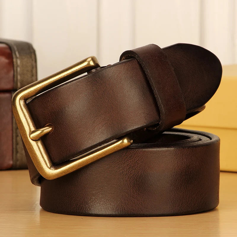 Full Grain Leather Belt for Men100% Italian Real Solid Leather Casual Jeans Belt 5mm Thick Men's Heavy Duty Work Belt