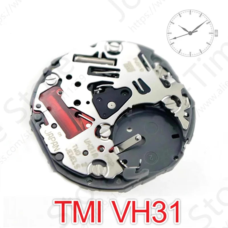 VH31 Sweep Second 3 Hands Japan Quartz Movement Tmi Time Module Movement Vh31b 110 ½ Ligne Quartz Movement Three Hands1/4 Cen