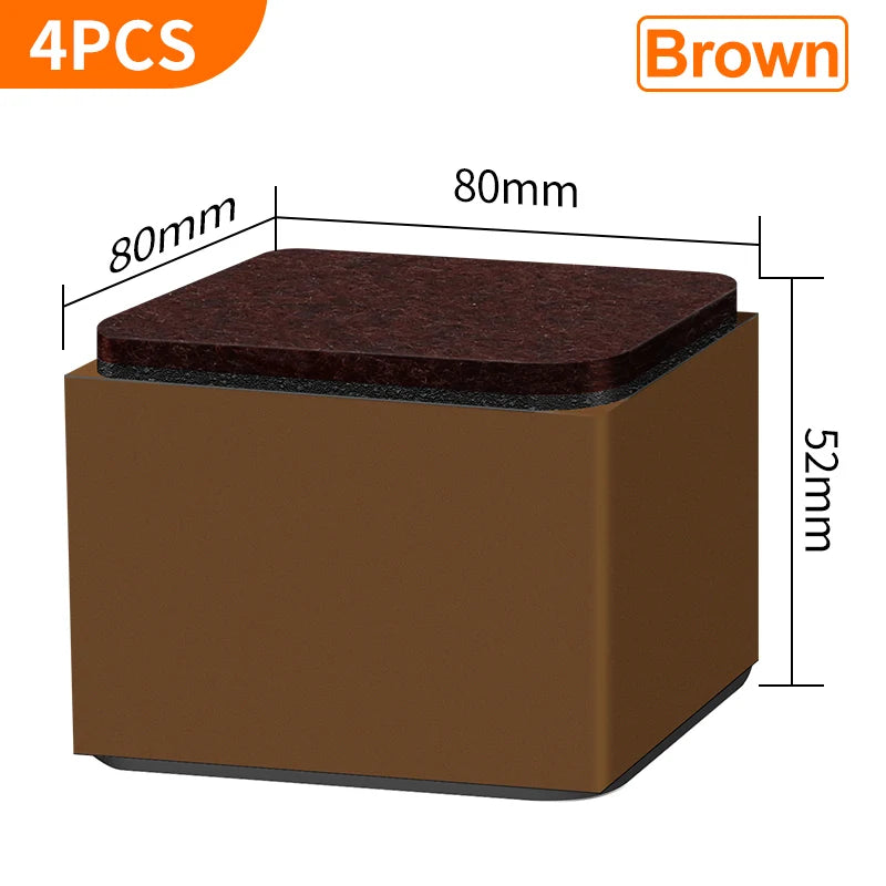 Bed Furniture Square Risers Solid Steel Bed Furniture Post Lifts Protect Floors Anti Scratch Wood and Carpet Surface Heavy Duty