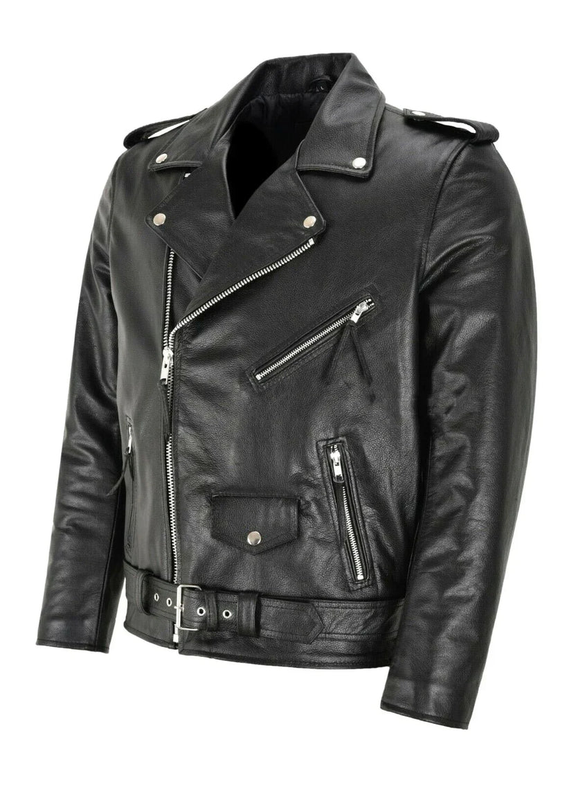 Chaqueta motera efecto piel