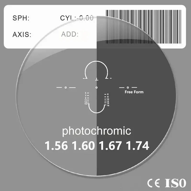 Lentes progresivos Free Form de índices 1.56, 1.60, 1.67, 1.74, fotocromáticos Transition, multifocales sin línea, diseño 4K de OptoTech Alemania