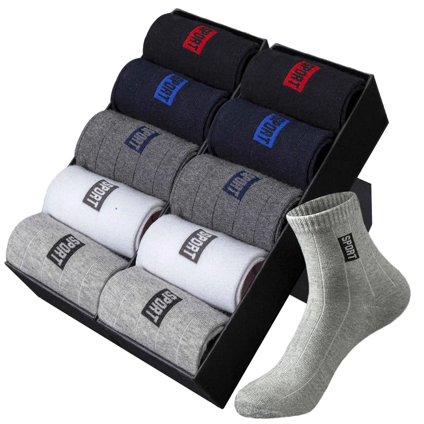 20 unidades = 10 pares de calcetines de algodón de alta calidad para hombre, transpirables, absorbentes, de caña media, color negro, desodorantes, calcetines de negocios para regalo.