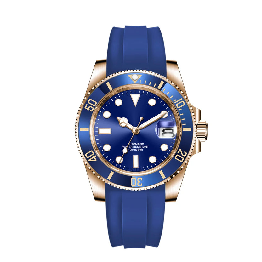 Zegarek męski Corgeut 40mm, dwukolorowy, złoty, mechaniczny z automatycznym naciągiem, mechanizm NH35, wodoszczelność 100M, szkło szafirowe - Reloj